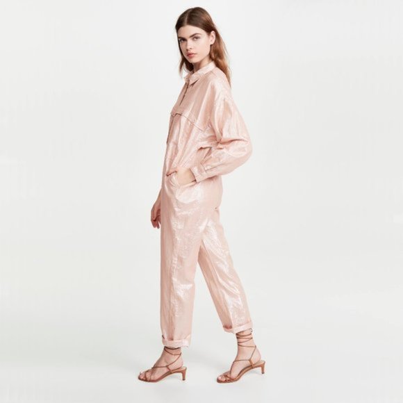 NWT Kondi pink & metallic thread utility jumpsuit, XS - Picture 3 of 8